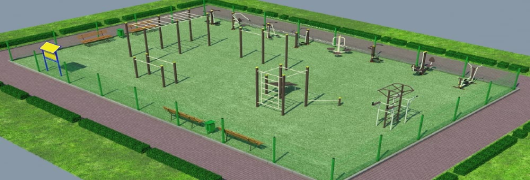 Проект спортивной воркаут площадки с уличными тренажерами в Благовещенске