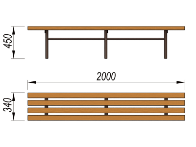 Двухметровая лавочка без спинки 2 м МАФ 1602 в Благовещенске