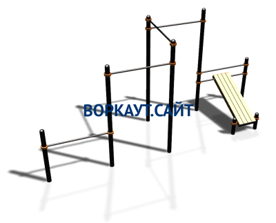 Воркаут комплекс разноуровневых турников со скамьей для пресса ВС-37 в Благовещенске