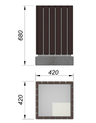 Урна деревянная квадратная с бетонным основанием МАФ 1633 в Благовещенске