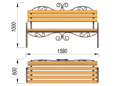 Лавочка кованная МАФ 1606 в Благовещенске