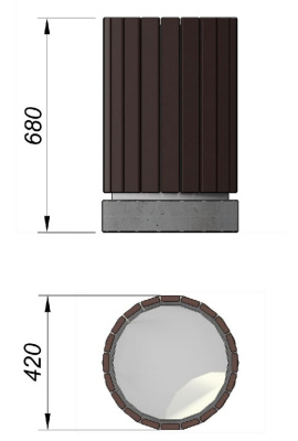 Урна деревянная круглая с бетонным основанием МАФ 1632 в Благовещенске