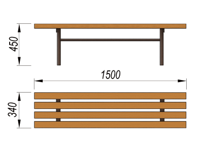 Лавочка без спинки МАФ 1601 в Благовещенске