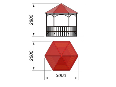Беседка с лавками и полом МАФ 4122 в Благовещенске