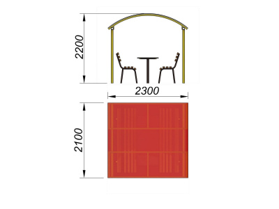 Стол и лавки под навесом МАФ 4005 в Благовещенске