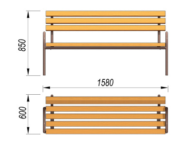Парковая лавочка со спинкой МАФ 1605 в Благовещенске