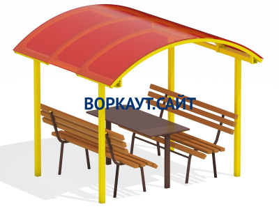 Стол и лавки под навесом МАФ 4005 в Благовещенске