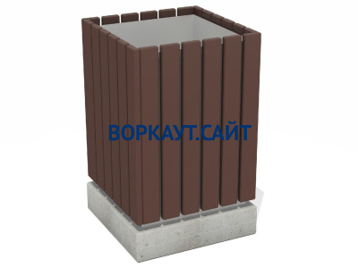 Урна деревянная квадратная с бетонным основанием МАФ 1633 в Благовещенске